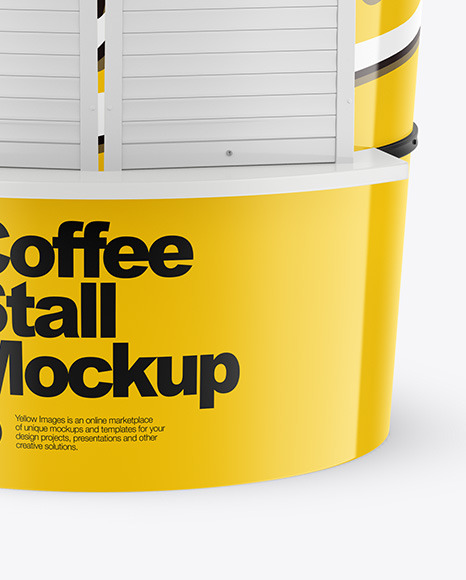 Download Glossy Coffee Stall Mockup In Outdoor Advertising Mockups On Yellow Images Object Mockups