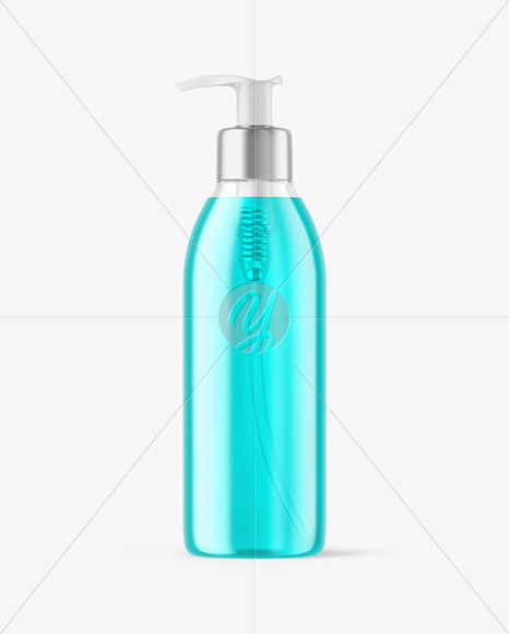 Download Clear Cosmetic Bottle with Pump Mockup Free Mockups