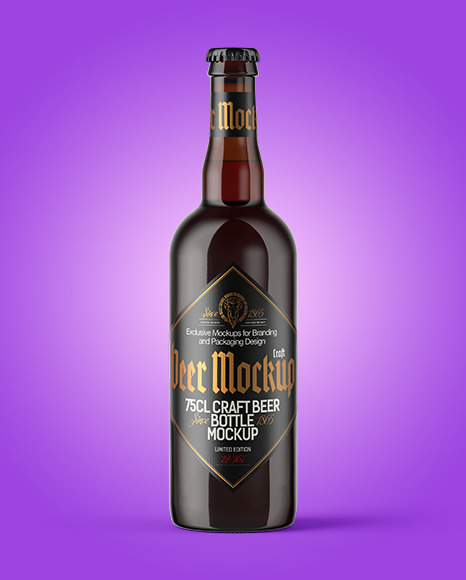 750ml Amber Glass Red Ale Bottle Mockup PSD #3