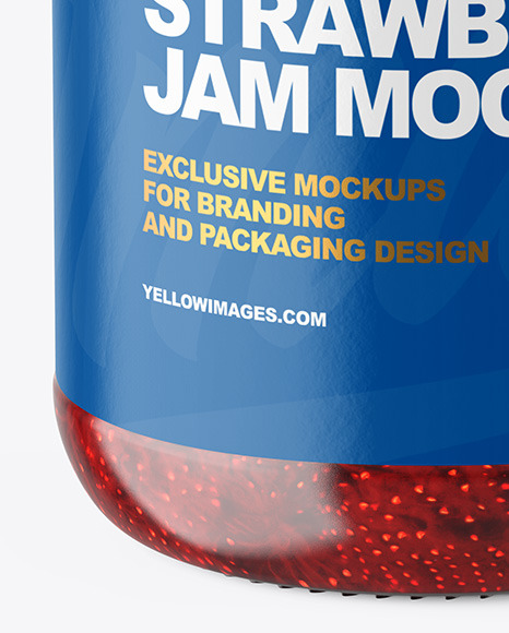 Clear Glass Jar with Strawberry Jam Mockup PSD #1