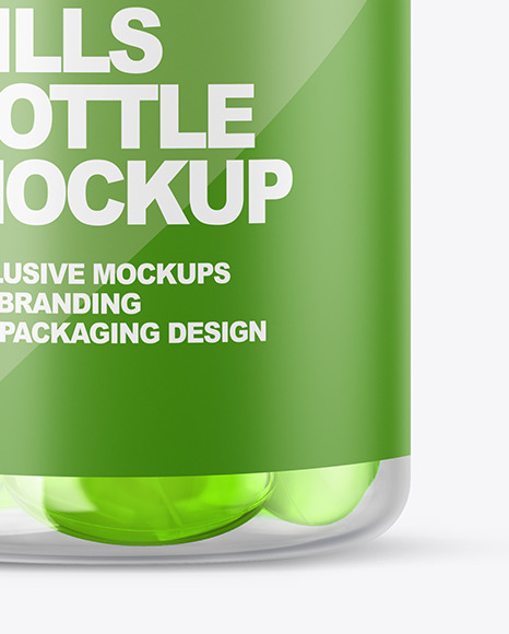 Download Clear Bottle With Soft Gel Capsules Mockup In Bottle Mockups On Yellow Images Object Mockups