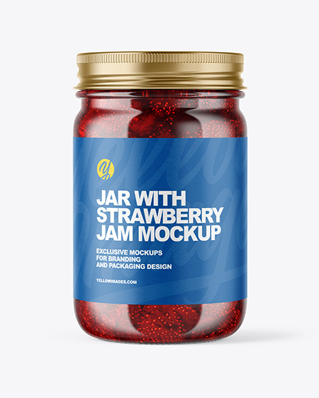 Clear Glass Jar with Strawberry Jam Mockup PSD #2