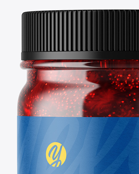 Clear Glass Jar with Strawberry Jam Mockup PSD #1