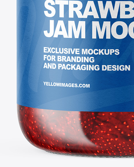 Clear Glass Jar with Strawberry Jam Mockup PSD #7