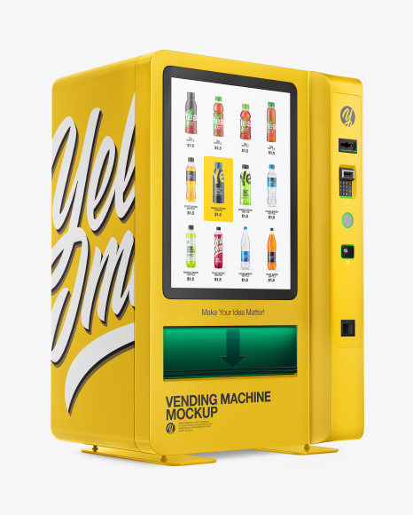 Vending Machine Mockup in Object Mockups on Yellow Images Object Mockups