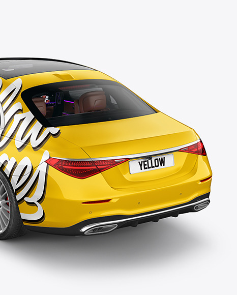 Luxury Car Mockup   Back Half Side View (High Angle Shot) PSD #2