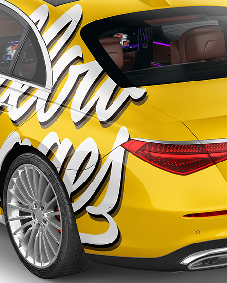 Luxury Car Mockup   Back Half Side View (High Angle Shot) PSD #1