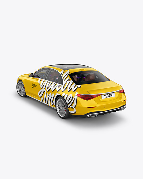 Luxury Car Mockup   Back Half Side View (High Angle Shot) PSD #7