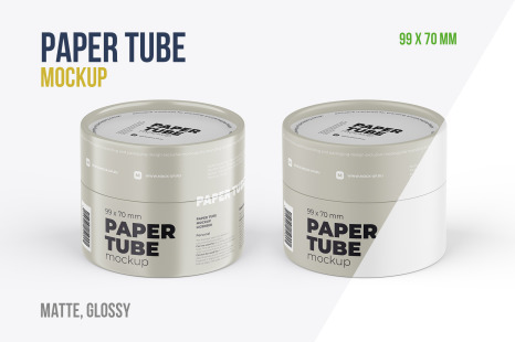 Closed Paper Tube Mockup 99x70mm