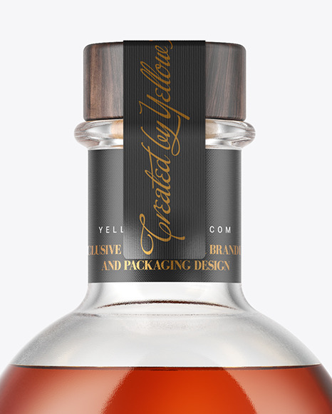 Cognac Bottle with Wooden Cap Mockup PSD #6