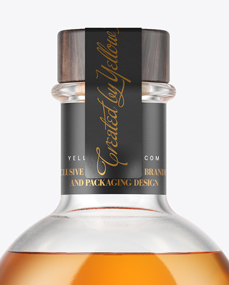 Cognac Bottle with Wooden Cap Mockup PSD #7
