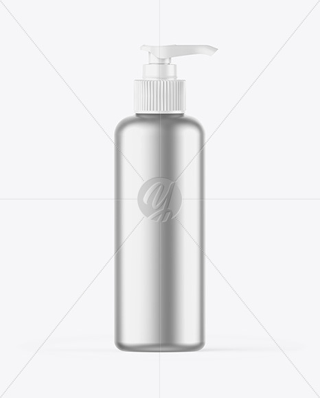 Download Matte Metallic Bottle w/ Closed Pump Mockup Free Mockups