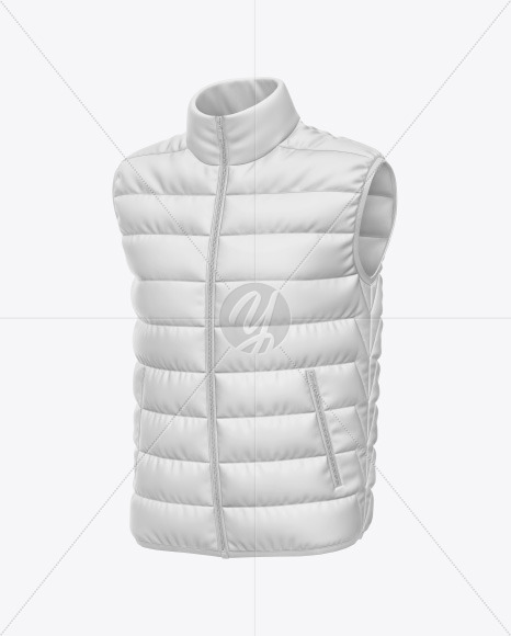 Matte Nylon Men S Down Vest Mockup In Apparel Mockups On Yellow Images Object Mockups