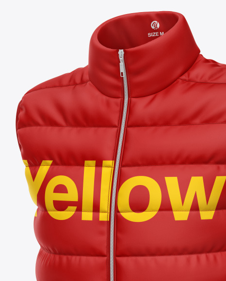 Matte Nylon Men S Down Vest Mockup In Apparel Mockups On Yellow Images Object Mockups