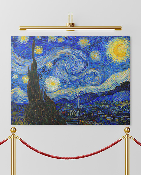 Canvas Picture on the Wall Mockup PSD #6