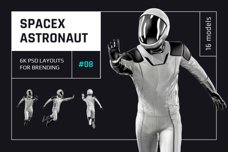 PSD Mockup 3D model SpaceX Astronaut #08