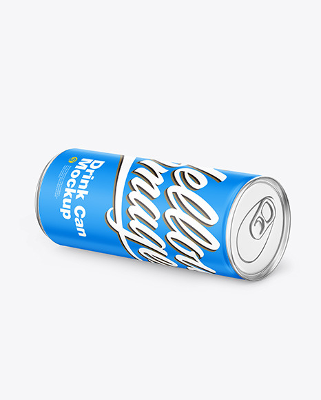 Download Metallic Drink Can w/ Matte Finish Mockup in Can Mockups on Yellow Images Object Mockups