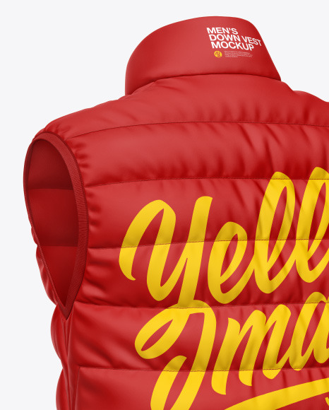 Matte Nylon Men S Down Vest Mockup In Apparel Mockups On Yellow Images Object Mockups