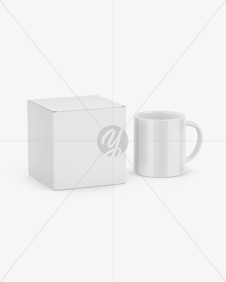 Paper Box W  Glossy Mug Mockup PSD #1