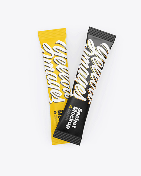 Download Two Stick Sachets Mockup In Sachet Mockups On Yellow Images Object Mockups