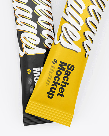 Download Two Stick Sachets Mockup In Sachet Mockups On Yellow Images Object Mockups