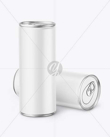 Download Two Metallic Drink Cans w/ Matte Finish Mockup Free Mockups