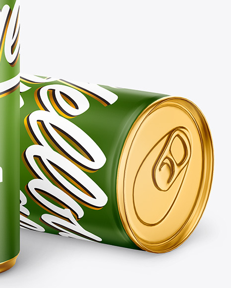 Two Metallic Drink Cans w  Matte Finish Mockup PSD #5