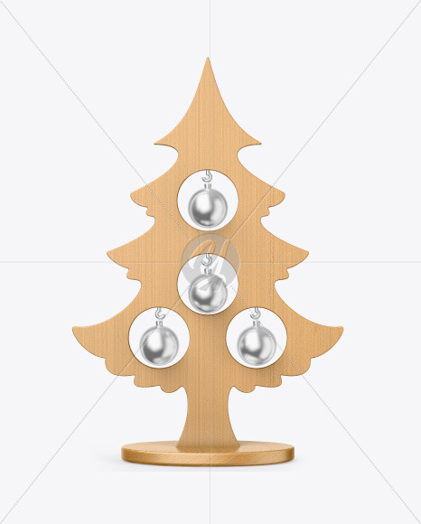 Free Wooden Christmas Tree Toy w/ Balls Mockup