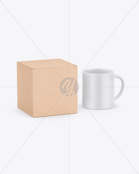 Download Kraft Box W Matte Mug Mockup In Box Mockups On Yellow Images Object Mockups