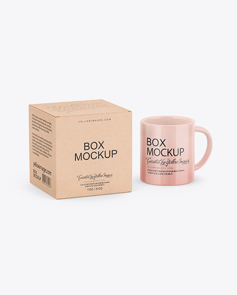 Kraft Box W  Glossy Mug Mockup PSD #2