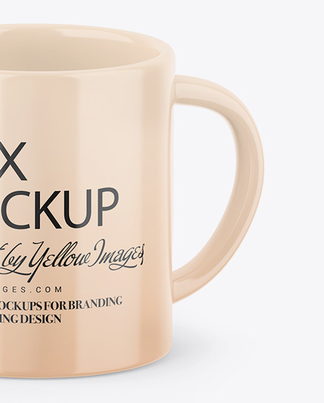 Download Kraft Box W Glossy Mug Mockup In Box Mockups On Yellow Images Object Mockups