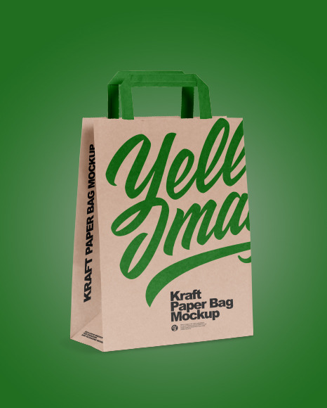 Download Kraft Paper Shopping Bag Mockup In Bag Sack Mockups On Yellow Images Object Mockups