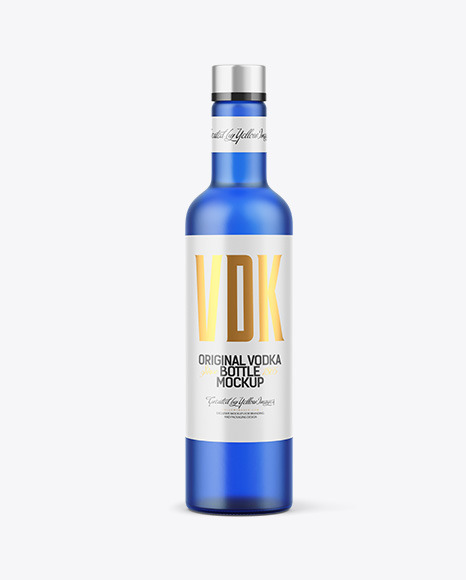 Frosted Blue Glass Vodka Bottle Mockup PSD #6