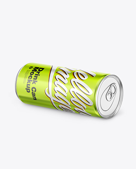 Glossy Metallic Drink Can Mockup