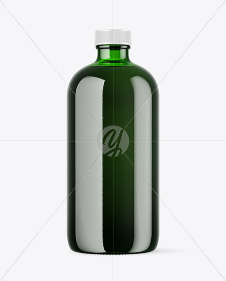 Green Glass Bottle Mockup PSD #1