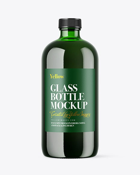 Green Glass Bottle Mockup PSD #2