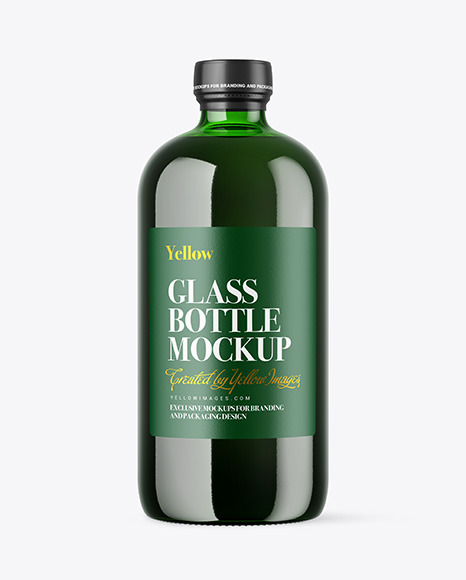 Green Glass Bottle Mockup PSD #3