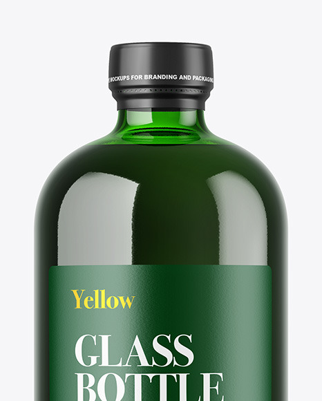 Green Glass Bottle Mockup PSD #5