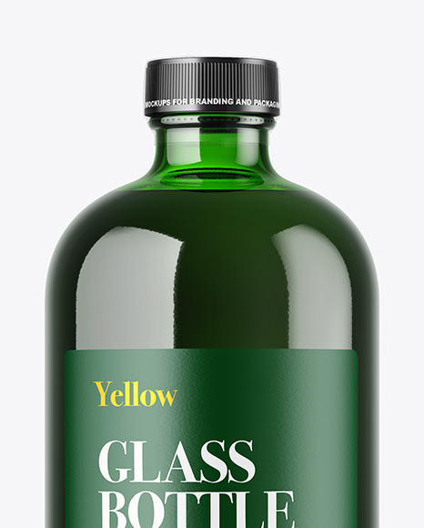 Green Glass Bottle Mockup PSD #6