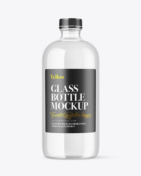 Clear Glass Bottle Mockup PSD #4