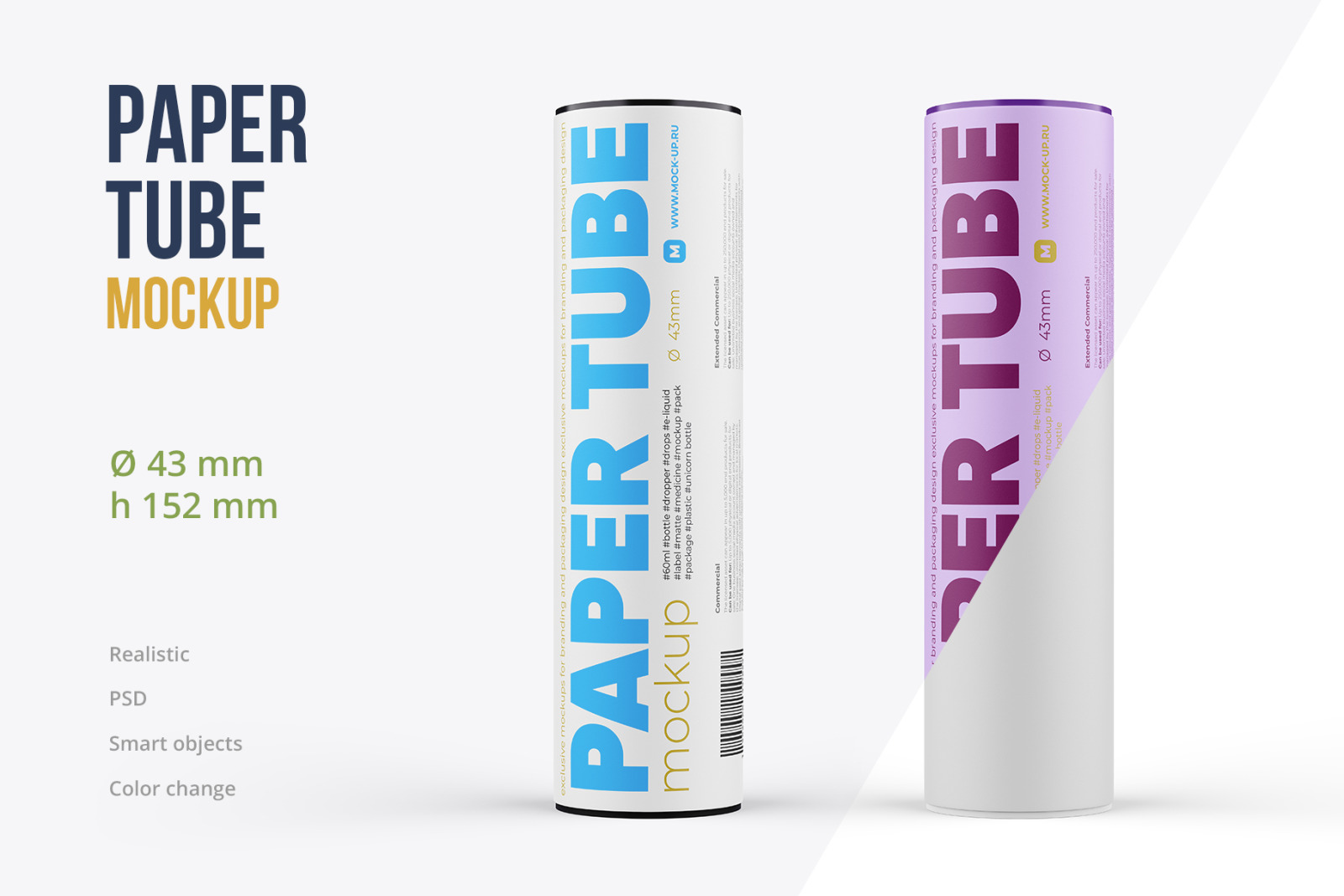 Download Paper Tube Mockup 43x152mm In Packaging Mockups On Yellow Images Creative Store