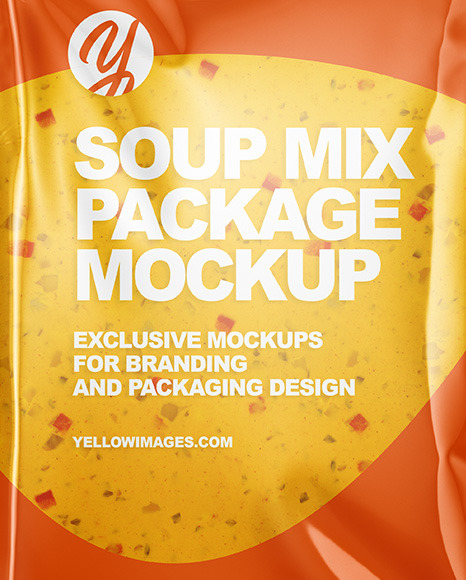 Download Soup Mix Package Mockup In Sachet Mockups On Yellow Images Object Mockups