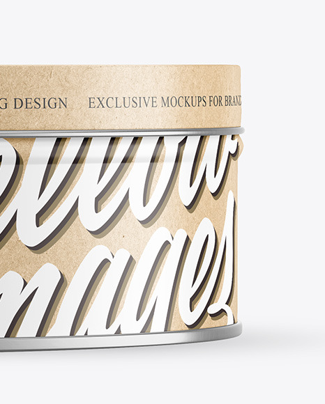 Download Kraft Round Tin Box Mockup In Can Mockups On Yellow Images Object Mockups