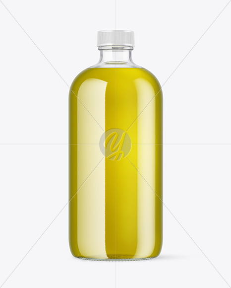 Download Clear Glass Bottle with Oil Mockup Free Mockups