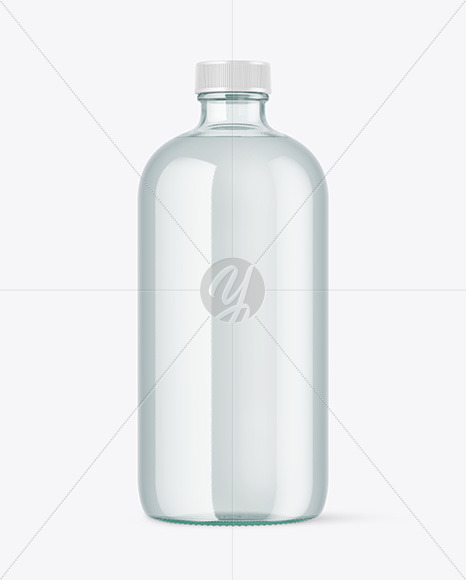 Blue Glass Bottle Mockup PSD #1