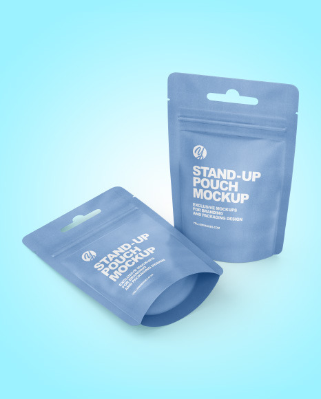 Download Two Kraft Pouches Mockup In Pouch Mockups On Yellow Images Object Mockups