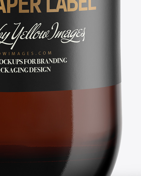 Amber Glass Bottle with Wooden Cap Mockup PSD #2