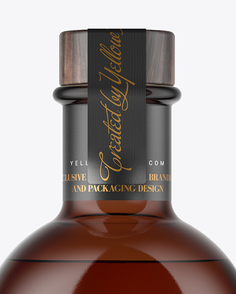 Amber Glass Bottle with Wooden Cap Mockup PSD #6