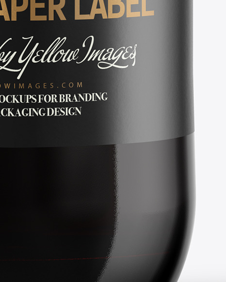 Amber Glass Bottle with Wooden Cap Mockup PSD #2