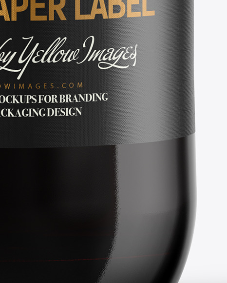 Amber Glass Bottle with Wooden Cap Mockup PSD #1